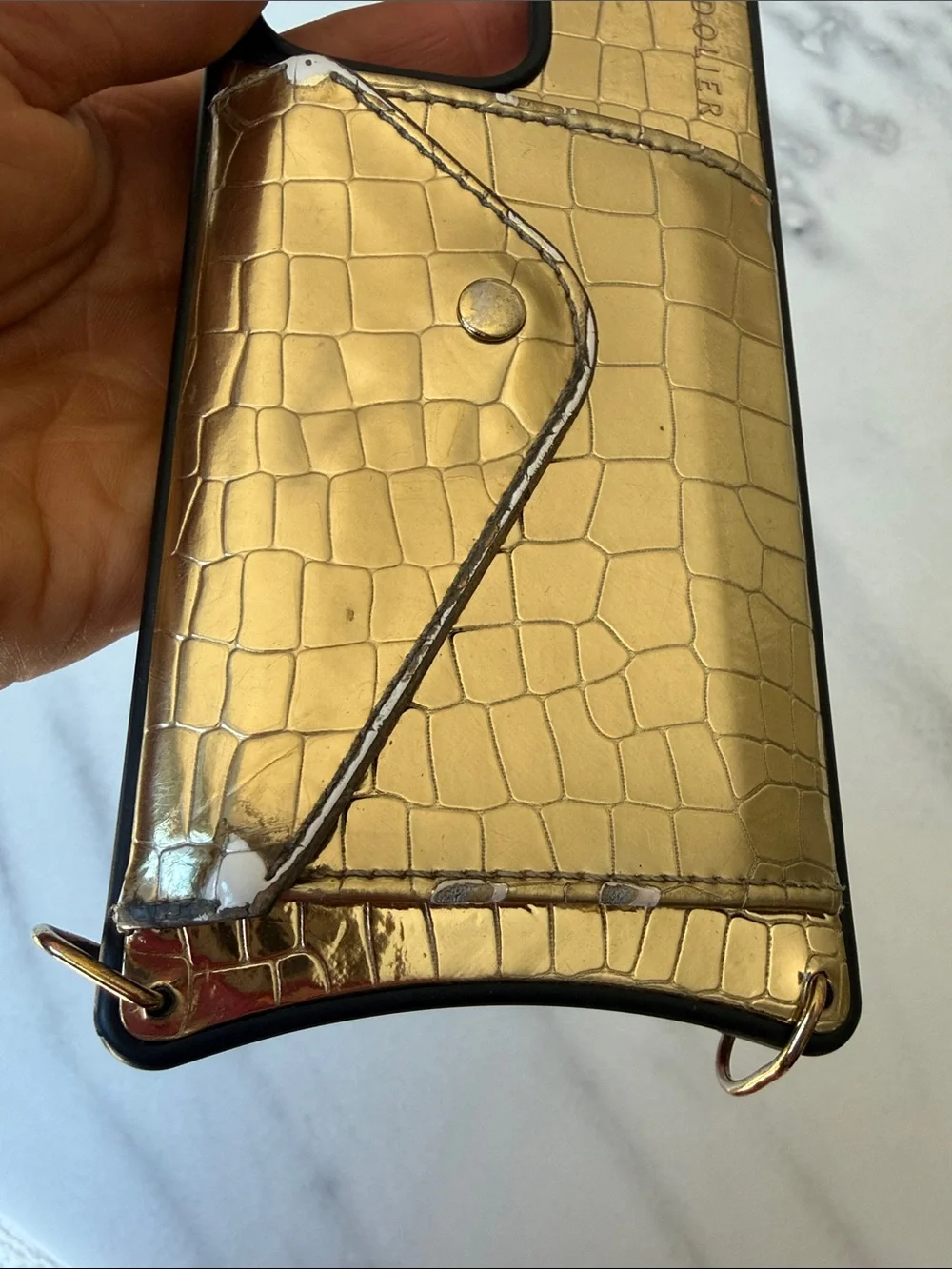 Bandolier Gold Croc IPhone 16 promax Embossed Card Pocket iPhone Case